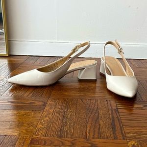 Franco Sarto Block Heel White Sandal (Size 5)